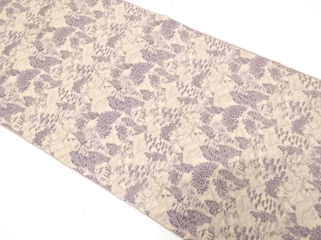 JAPANESE KIMONO / ANTIQUE NAGOYA OBI / SILK / CHIKUZEN HAKATA / WOVEN SCENERY